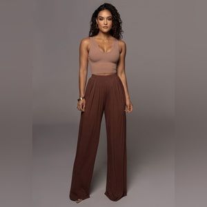 JLUXLABEL JLUXBASIX CHOCOLATE DEVYN WIDE LEG PANTS